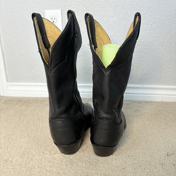 Justin Mens Cowboy Boots 1339 Leather USA Made Black Size 9.5EE Customized - Picture 3 of 10